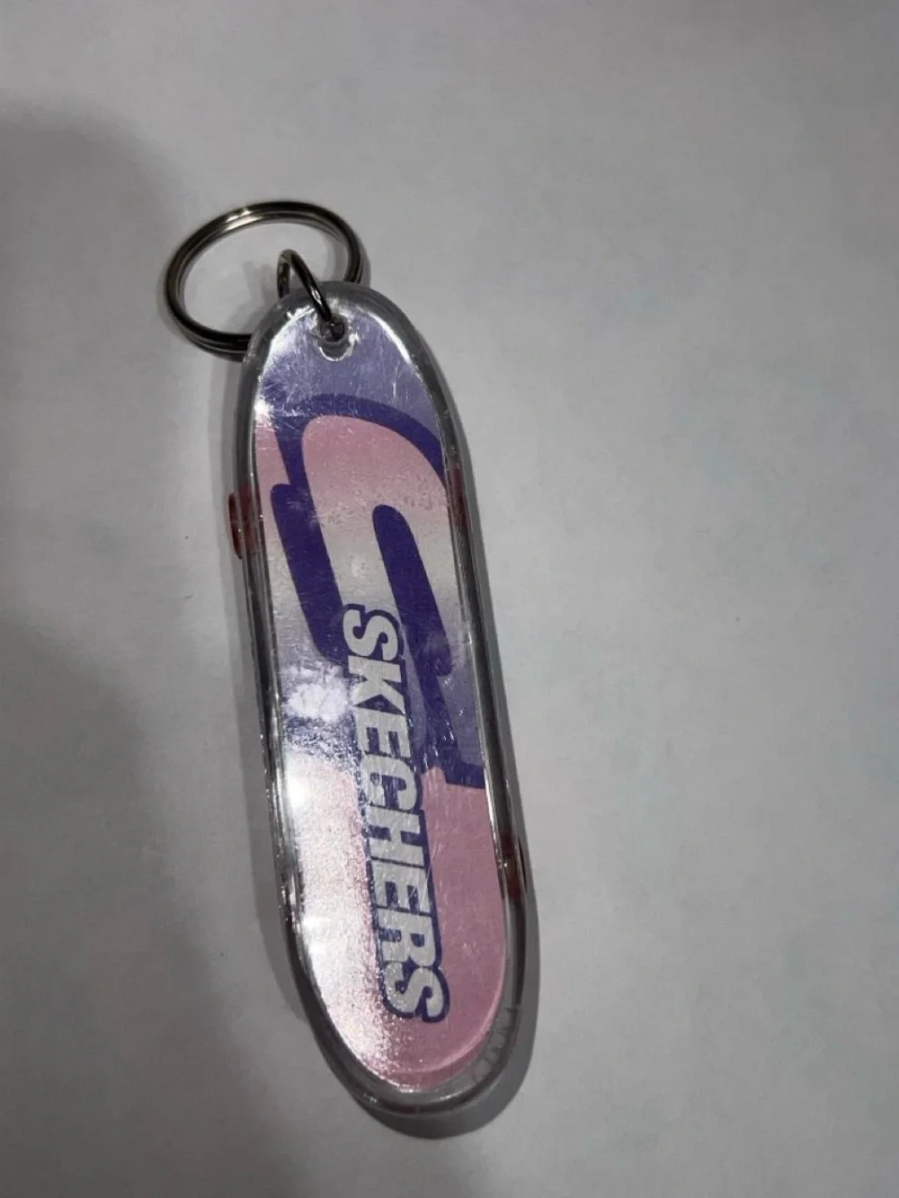 Skechers Pink and Purple Skate Logo Keychain